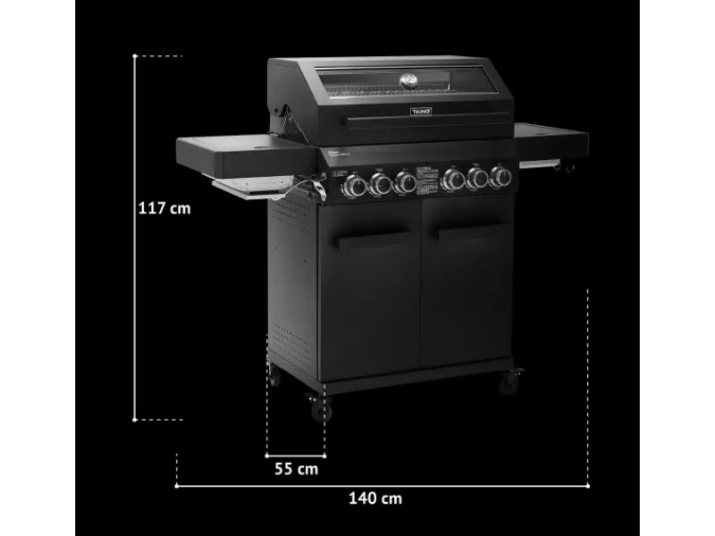 Platinum Yamara Dark 4+2 Gasgrill Stahl 4 Brenner Sear-Burner Backburner*TAINO Best