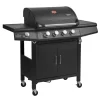 TAINO Gasgrills|Red 4+1 Gasgrill Grillwagen BBQ Edelstahl-Brenner Gas-Grill Schwarz