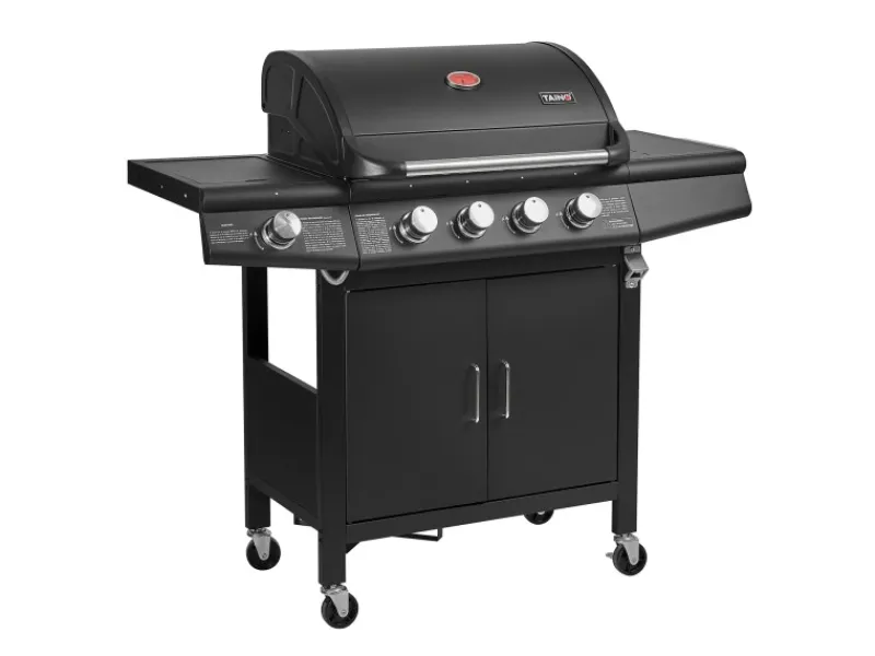 TAINO Gasgrills|Red 4+1 Gasgrill Grillwagen BBQ Edelstahl-Brenner Gas-Grill Schwarz