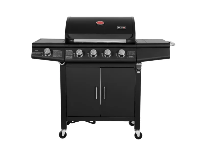 TAINO Gasgrills|Red 4+1 Gasgrill Grillwagen BBQ Edelstahl-Brenner Gas-Grill Schwarz