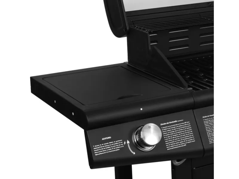 Red 6+1 Gasgrill Set mit Drehspieß Grillwagen BBQ Edelstahl-Brenner Gas-Grill Schwarz*TAINO Outlet