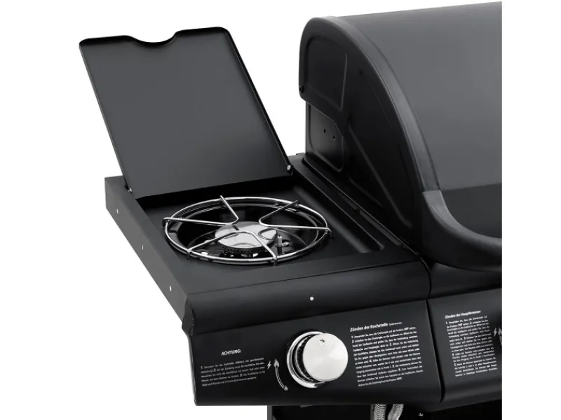 Red 6+1 Gasgrill Set mit Drehspieß Grillwagen BBQ Edelstahl-Brenner Gas-Grill Schwarz*TAINO Outlet