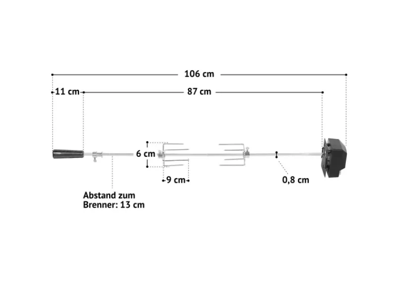 Red 6+1 Gasgrill Set mit Drehspieß Grillwagen BBQ Edelstahl-Brenner Gas-Grill Schwarz*TAINO Outlet