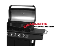 Red 6+1 Gasgrill Set mit Drehspieß Grillwagen BBQ Edelstahl-Brenner Gas-Grill Schwarz*TAINO Outlet