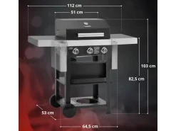 Wabaya 3+0 Gasgrill Grillwagen 3 Brenner Sear-Burner Schwarz Matt Mit Abdeckhaube*TAINO New