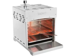 TAINO Gasgrills|Xxl Hochleistungsgrill Gas bis 800°C Mit Pizzastein Edelstahl Silber