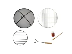 Feuerschalen|Teamson Home 53 cm Runde Faux Beton Holzfeuerschale mit Zubehör Rot