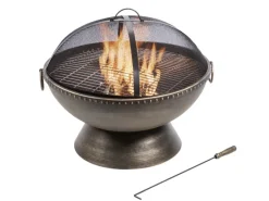 Feuerschalen|Teamson Home Garten Runde Stahlholzfeuerschale mit Deckel 2756 Zoll