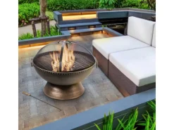 Feuerschalen|Teamson Home Garten Runde Stahlholzfeuerschale mit Deckel 2756 Zoll