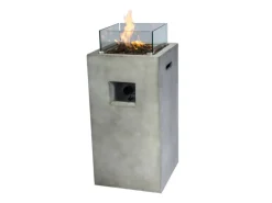 Feuerschalen|Teamson Home Peaktop Garten Quadratische Beton Propan Gas Feuerstelle Grau