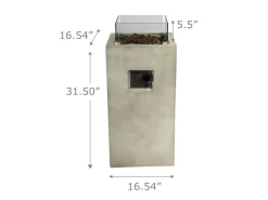 Feuerschalen|Teamson Home Peaktop Garten Quadratische Beton Propan Gas Feuerstelle Grau