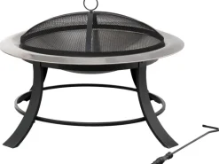 Feuerstelle Silver City 74 x 50 x 74 cm (B x H x T) Schwarz/Edelstahl*Tepro Online