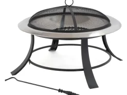 Feuerstelle Silver City 74 x 50 x 74 cm (B x H x T) Schwarz/Edelstahl*Tepro Online