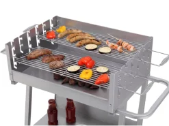 Grillwagen Pasadena Holzkohlengrill 84 x 90 x 52 cm (B x H x T) Silber*Tepro Hot
