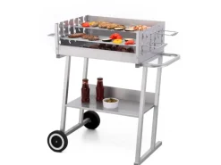 Grillwagen Pasadena Holzkohlengrill 84 x 90 x 52 cm (B x H x T) Silber*Tepro Hot