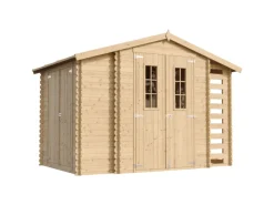 Holz-Gartenhaus M389C+M389G mit Boden Beige Braun 5,47 m² FSC®*Timbela