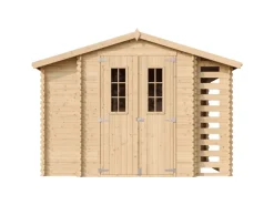 Holz-Gartenhaus M389C+M389G mit Boden Beige Braun 5,47 m² FSC®*Timbela