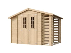 Holz-Gartenhaus M389C+M389G mit Boden Beige Braun 5,47 m² FSC®*Timbela