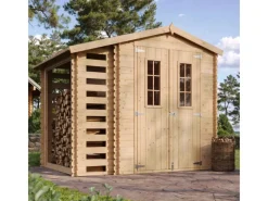 Kinder Timbela Kinder-Gartengeräte|Holz-Gartenhaus mit Brennholzregal M386C 4,5 m² ohne Boden