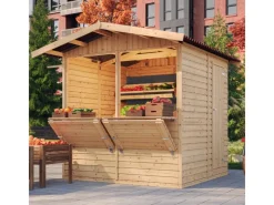 Marktbude Holz M149 4,08 m² mit 2 Theken*Timbela Outlet