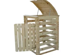 Timbela Mülltonnenboxen|Mülltonnenbox Holz M606-1 für 1 Behälter