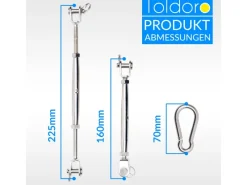 Toldoro Sonnensegel|2 Sonnensegelspanner M6 & 2 Karabiner 70mm Wantenspanner Karabinerhaken Edelstahl Seilspanner für Sonnensegel