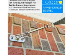 Toldoro Sonnensegel|2 Sonnensegelspanner M6 & 2 Karabiner 70mm Wantenspanner Karabinerhaken Edelstahl Seilspanner für Sonnensegel