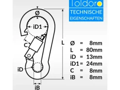 5 Stück Edelstahl Karabiner mit Schraubverschluss 80mm Rostfrei NIRO V4A  Karabinerhaken*Toldoro Hot