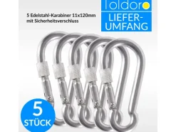 5 Stück Edelstahl Karabiner mit Schraubverschluss 120mm Rostfrei NIRO V4A  Karabinerhaken*Toldoro Best