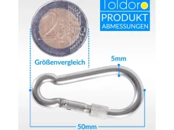 2 Stück Edelstahl Karabiner mit Schraubverschluss 50mm Rostfrei NIRO V4A  Karabinerhaken*Toldoro Outlet