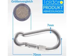Toldoro Wassersport|10 Stück Edelstahl Karabiner mit Schraubverschluss 70mm Rostfrei NIRO V4A Karabinerhaken