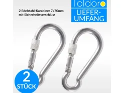 2 Stück Edelstahl Karabiner mit Schraubverschluss 70mm Rostfrei NIRO V4A  Karabinerhaken*Toldoro Outlet