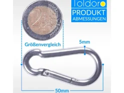 Toldoro Wassersport|10 Stück Edelstahl Karabiner 5x50mm Rostfrei NIRO AISI 316 V4A  Karabinerhaken Klein