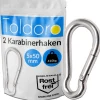 Toldoro Wassersport|2 Stück Edelstahl Karabiner 5x50mm Rostfrei NIRO AISI 316 V4A  Karabinerhaken Klein