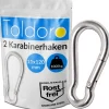 2 Stück Edelstahl Karabiner 11x120mm Rostfrei NIRO AISI 316 V4A  Karabinerhaken Groß*Toldoro Best