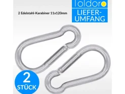 2 Stück Edelstahl Karabiner 11x120mm Rostfrei NIRO AISI 316 V4A  Karabinerhaken Groß*Toldoro Best