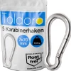 5 Stück Edelstahl Karabiner 7x70mm Rostfrei NIRO AISI 316 V4A  Karabinerhaken Klein*Toldoro Online
