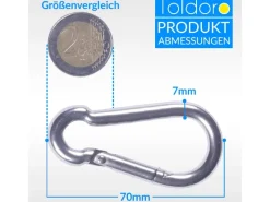 5 Stück Edelstahl Karabiner 7x70mm Rostfrei NIRO AISI 316 V4A Karabinerhaken Klein*Toldoro Online