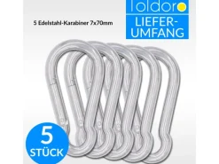 5 Stück Edelstahl Karabiner 7x70mm Rostfrei NIRO AISI 316 V4A Karabinerhaken Klein*Toldoro Online