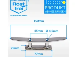 Klampe 150mm Aus Edelstahl Rostfrei V4A 2 Bohrungen Belegklampe Bootsklampe Festmacher*Toldoro Hot