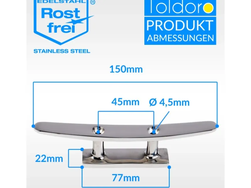Klampe 150mm Aus Edelstahl Rostfrei V4A 2 Bohrungen Belegklampe Bootsklampe Festmacher*Toldoro Hot