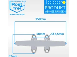 Klampe 150mm Aus Edelstahl Rostfrei V4A 4 Bohrungen Belegklampe Bootsklampe Festmacher*Toldoro Best