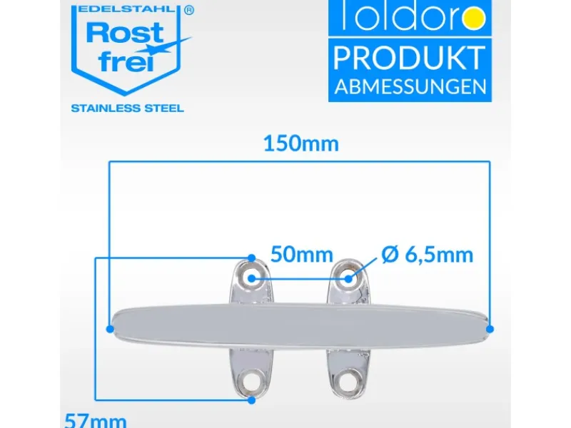 Klampe 150mm Aus Edelstahl Rostfrei V4A 4 Bohrungen Belegklampe Bootsklampe Festmacher*Toldoro Best