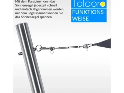Toldoro Sonnensegel|3m Sonnensegelmast Edelstahl Ø70mm mit Fester Öse und Bodenhülse Pfosten für Sonnensegel Sonnensegelpfosten