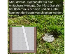 Toldoro Sonnensegel|3m Sonnensegelmast Edelstahl Ø70mm mit Fester Öse und Bodenhülse Pfosten für Sonnensegel Sonnensegelpfosten