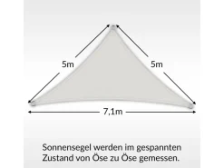 Toldoro Sonnensegel|Sonnensegel Dreieck 5x5x7,1m HDPE Luft & Wasserdurchlässig UV-Schutz Garten