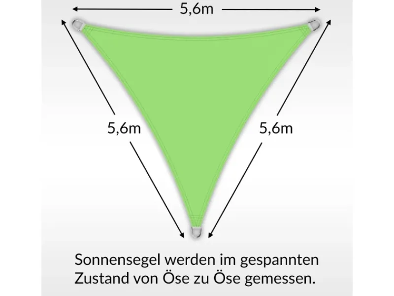 Sonnensegel Dreieck 5,6x5,6x5,6m UPF50+ PES Regendicht UV-Schutz Sonnenschutz Terrasse Garten Apfel*Toldoro Discount