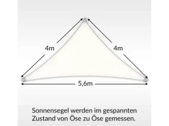 Toldoro Sonnensegel|Sonnensegel Dreieck 4x4x5,6m UPF50+ PES Regendicht UV-Schutz Sonnenschutz Terrasse Garten