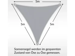 Sonnensegel Dreieck 5x5x5m UPF50+ PES Regendicht UV-Schutz Sonnenschutz Terrasse Garten*Toldoro Hot