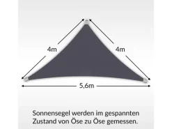 Toldoro Sonnensegel|Sonnensegel Dreieck 4x4x5,6m HDPE Luft & Wasserdurchlässig UV-Schutz Garten